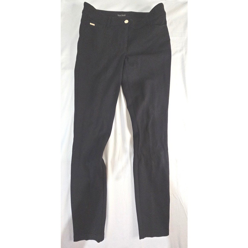 White House Black Market Skinny Leg Black Ponte Size 0R Pants Womens Mid Rise